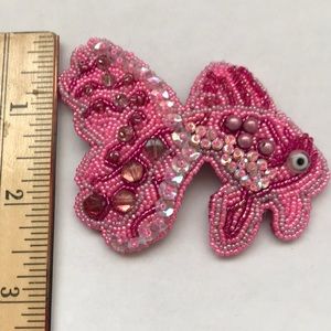 Bead embroidered fish brooch